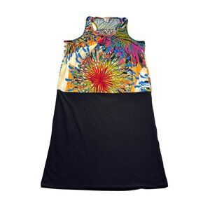 Vintage Y2K Body Central Colorful Starburst Print Tank Dress Size M Bodycon Midi